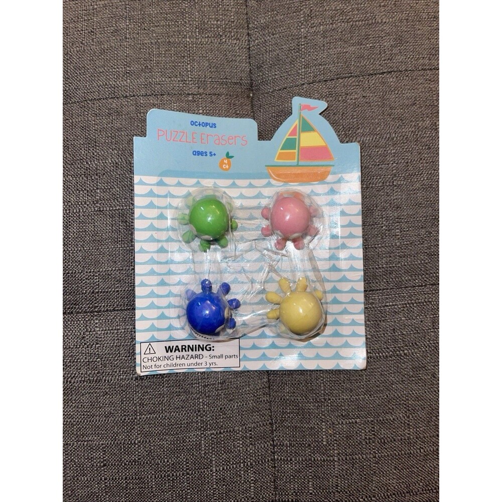 Octopus Puzzle Erasers 4ct Multicolor 1.25” x 1.25”